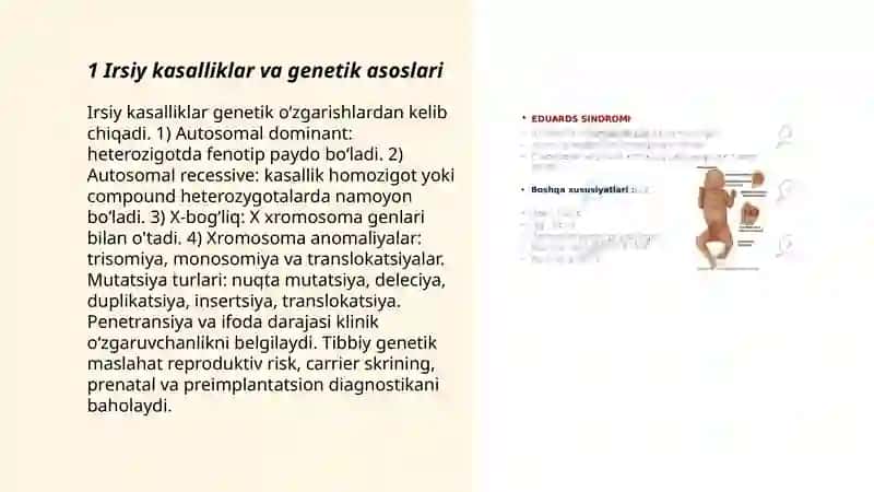 Irsiy kasalliklar va genetik asoslari 3