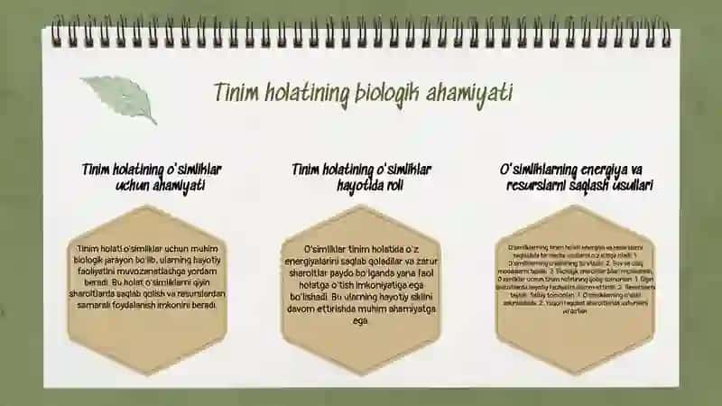 O'simliklarning tinim holatining fiziologik asoslari 3