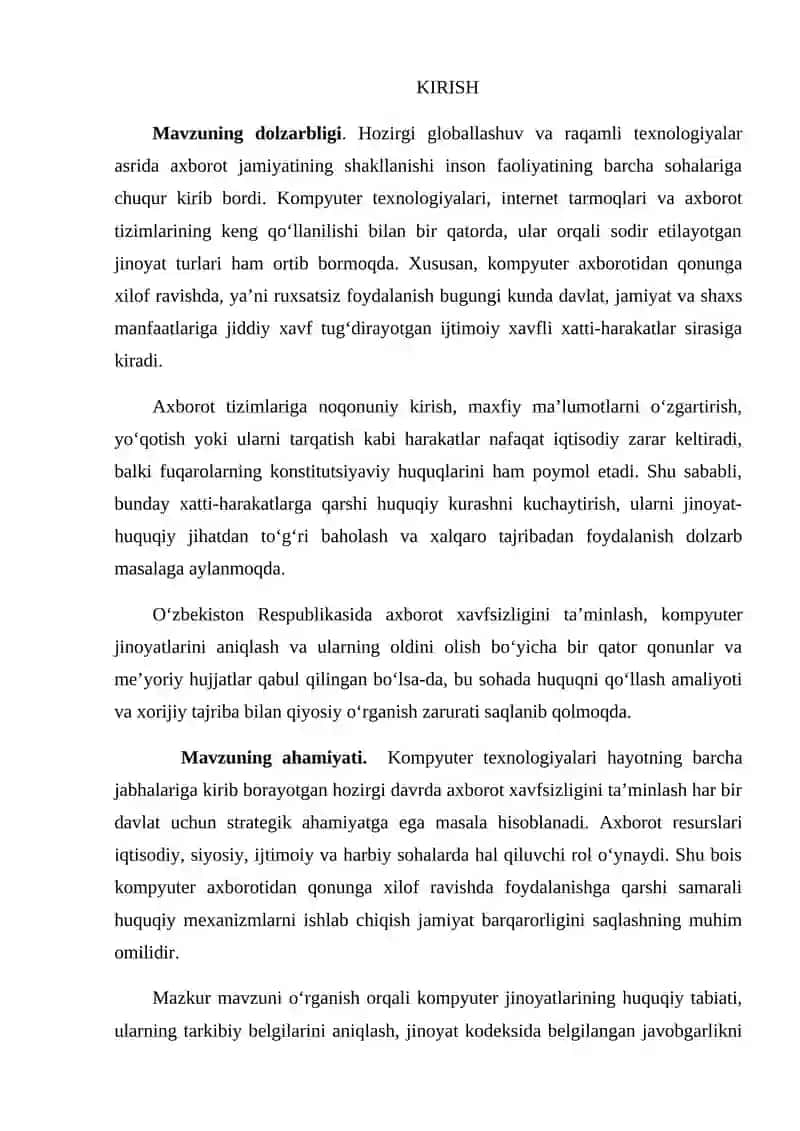 “Kompyuter axborotidan qonunga xilof ravishda (ruxsatsiz) foydalanishning qiyosiy tahlili va jinoiy-huquqiy xususiyatlari” 3