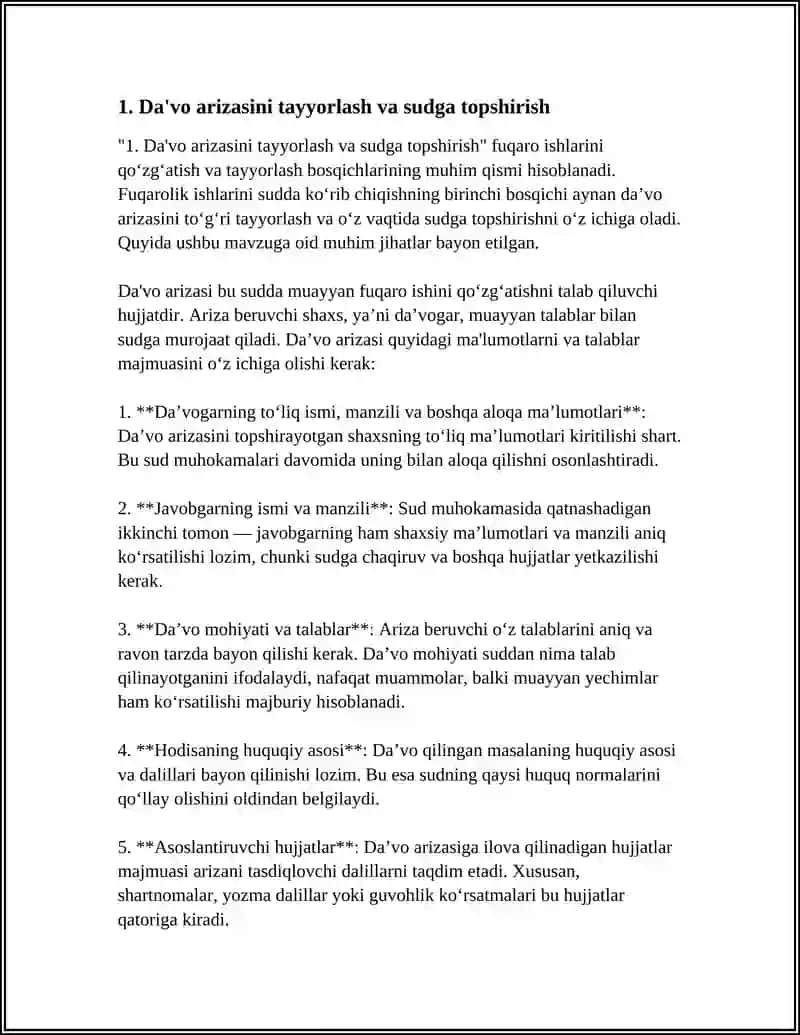 FUQAROLIK ISHLARINI QOʻZGʻATISH VA TAYYORLASH BOSQICHLARI 3
