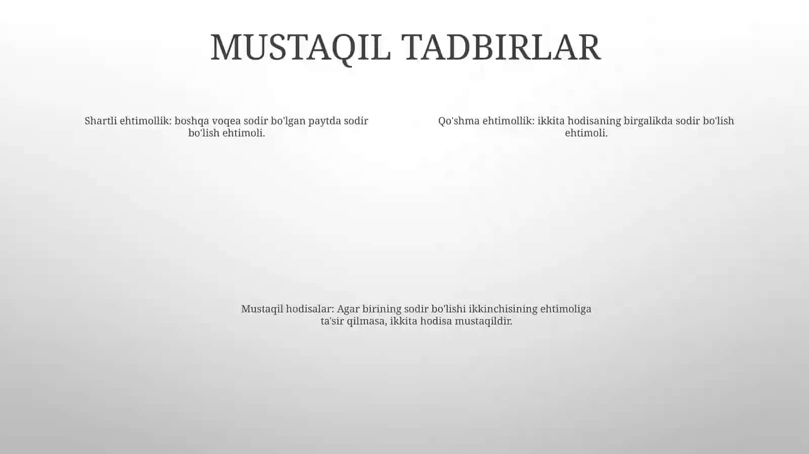 Erkli Sinashlar (Ehtimollar Nazaryosi) 3
