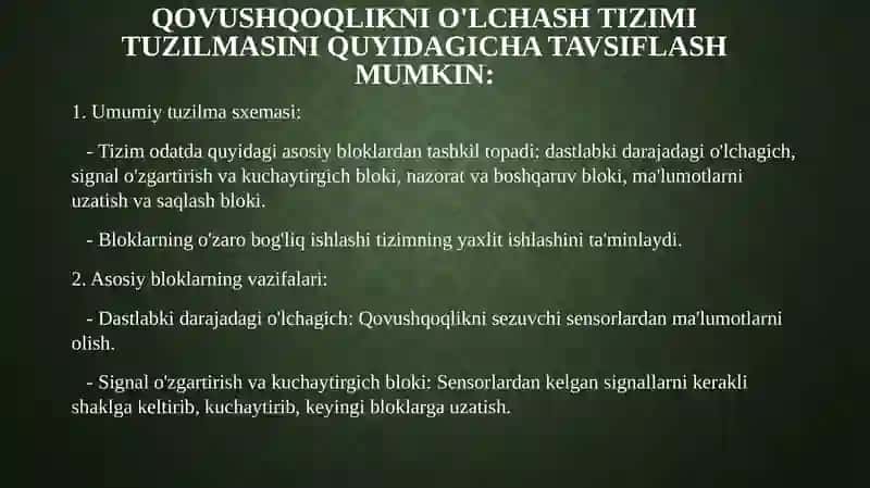 Qovushqoqlikni o‘lchash tizimini struktura sxemasini tuzib, uni tavsiflarini qurish 3