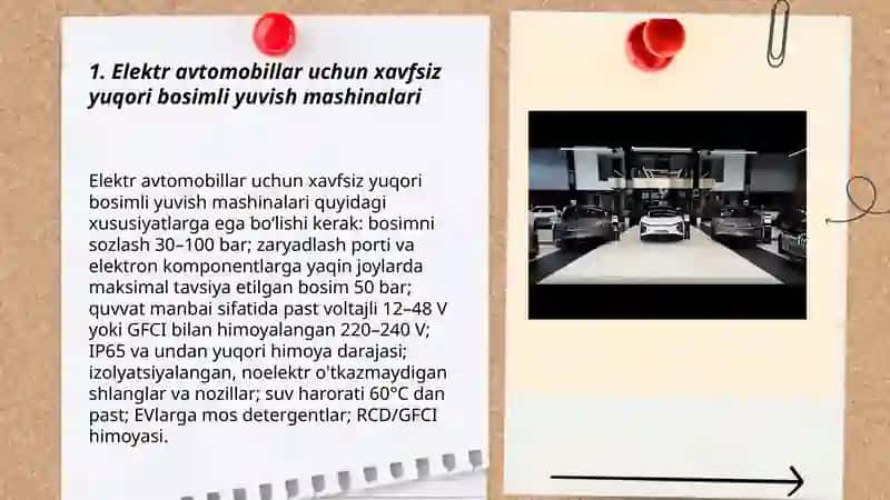 Elektromobillarni yig‘ishtirish va yuvish usullari qo‘llaniladigan jihozlar 3