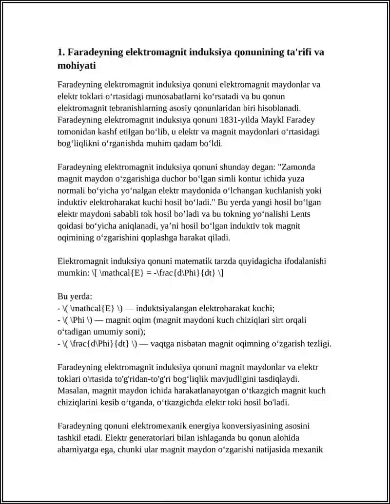 FARADEYNING ELEKTROMAGNIT INDUKSIYA QONUNI 3