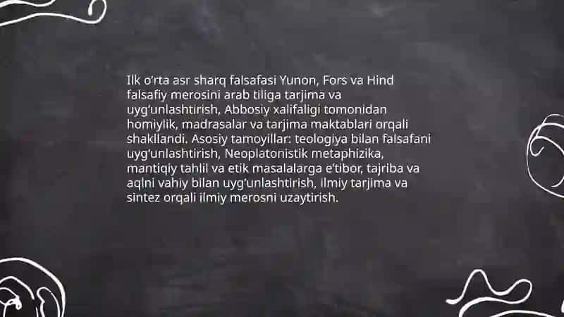Ilk oʻrta asr sharq falsafasi va uygʻonish davri 3