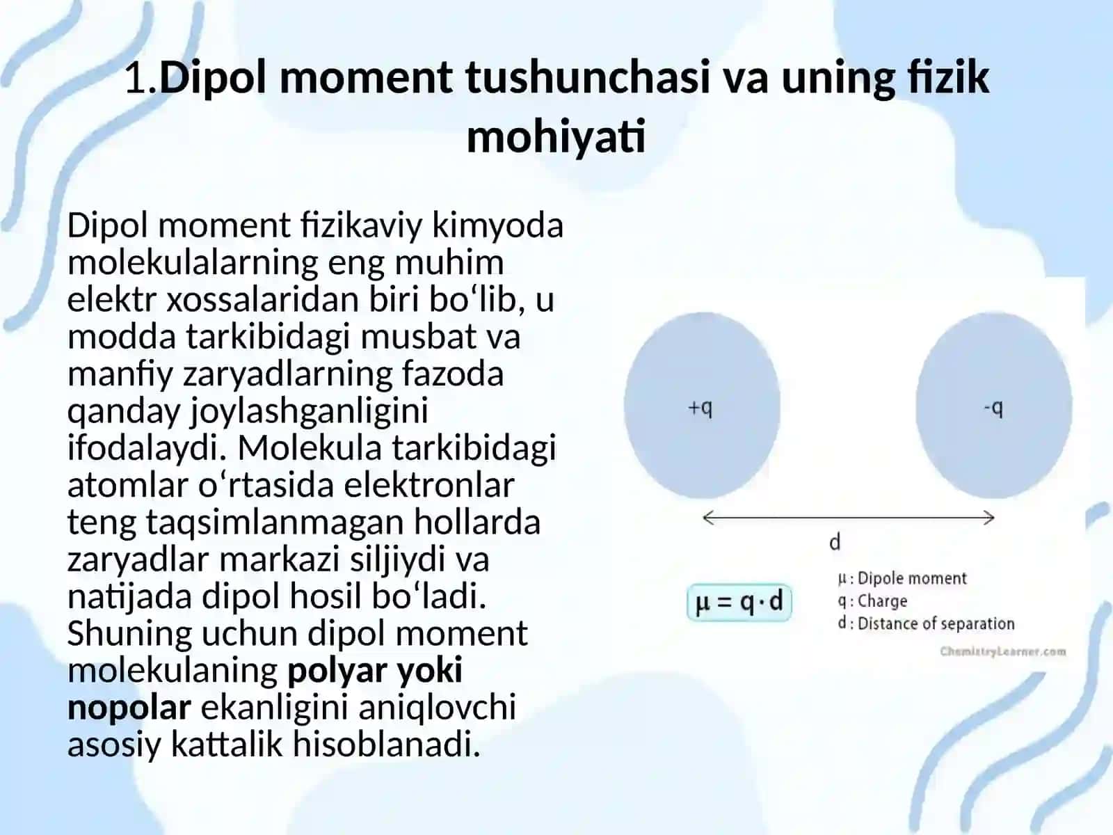 Moddaning Dipol Momenitini aniqlash 3