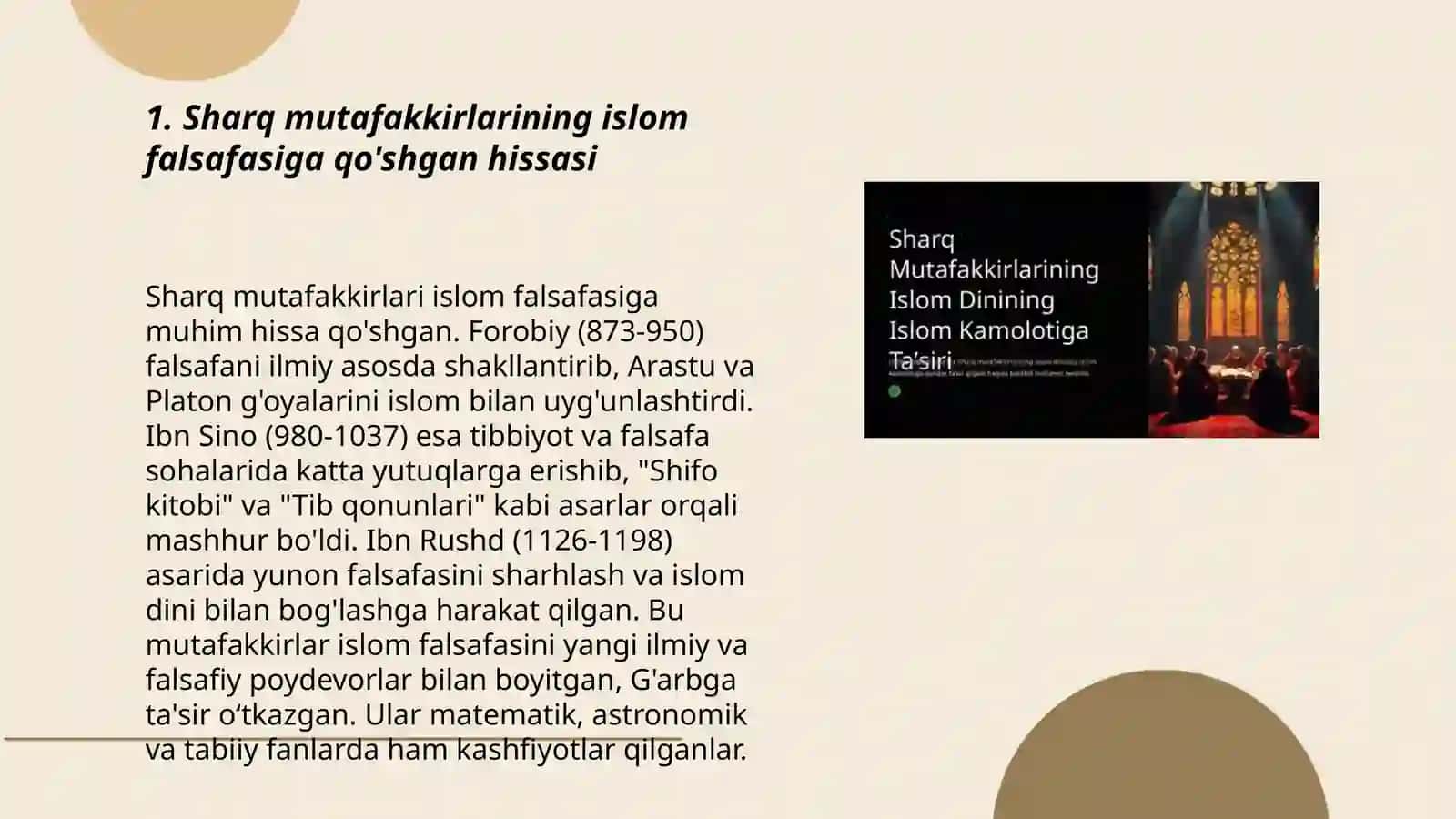 Sharq mutafakkirlarining islom dinining inson kamolotiga tasiri haqifagi ĝoyalari 3