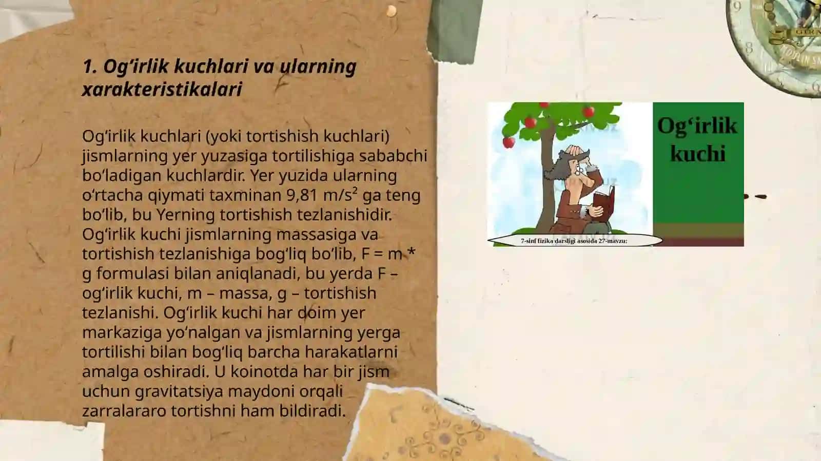 Ogʻirlik kuchlari va ularning xarakteristikalari 3