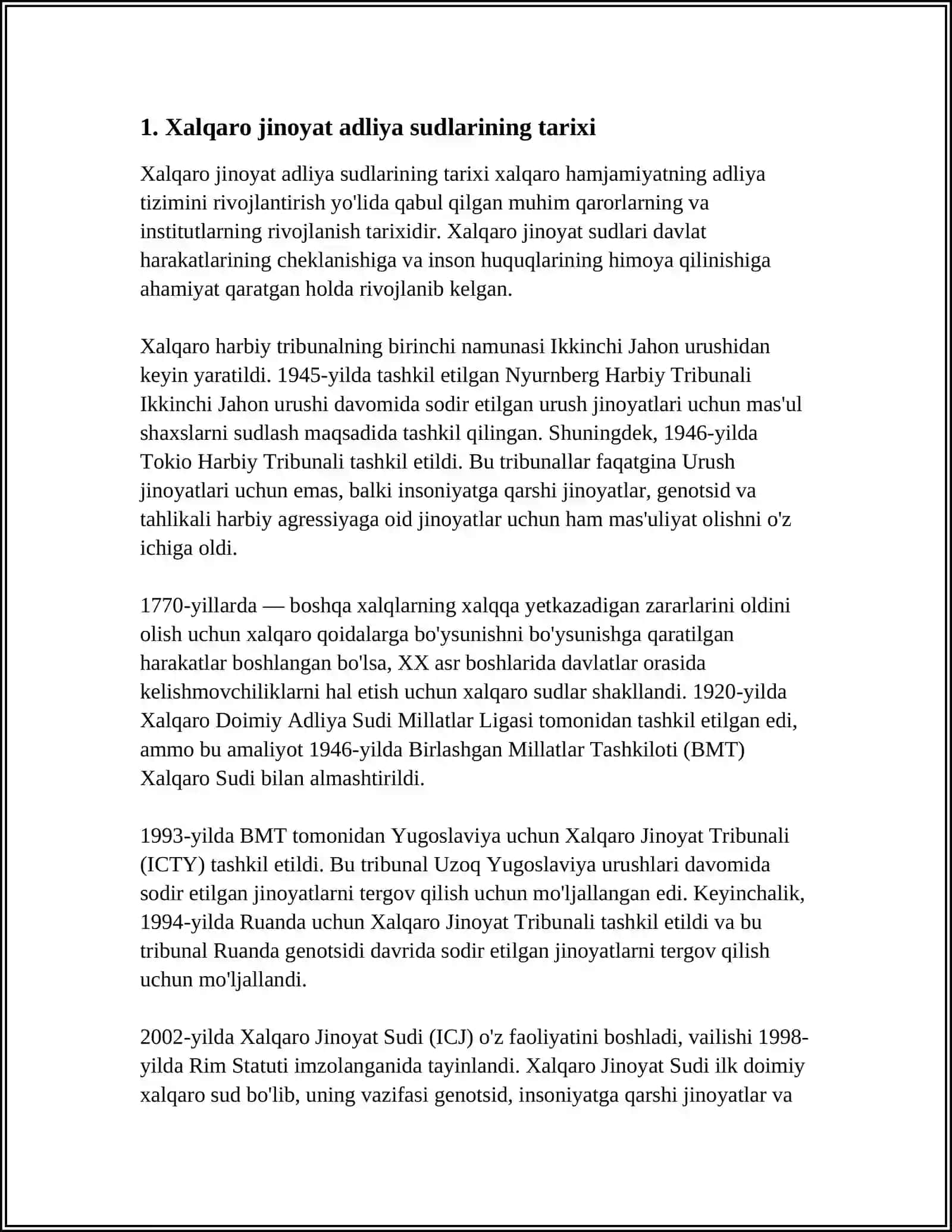 XALQARO JINOYAT ADLIYA SUDLARINING,ZAMONAVIY TIZIMI TUSHUNCHASI 3