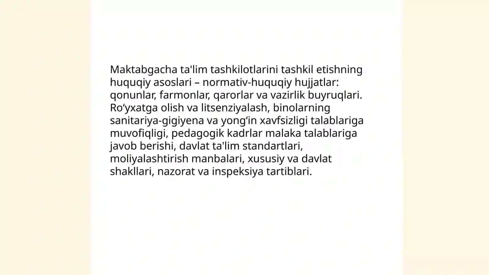 Maktabgacha talim tashkilot ularini tashkil etish 3