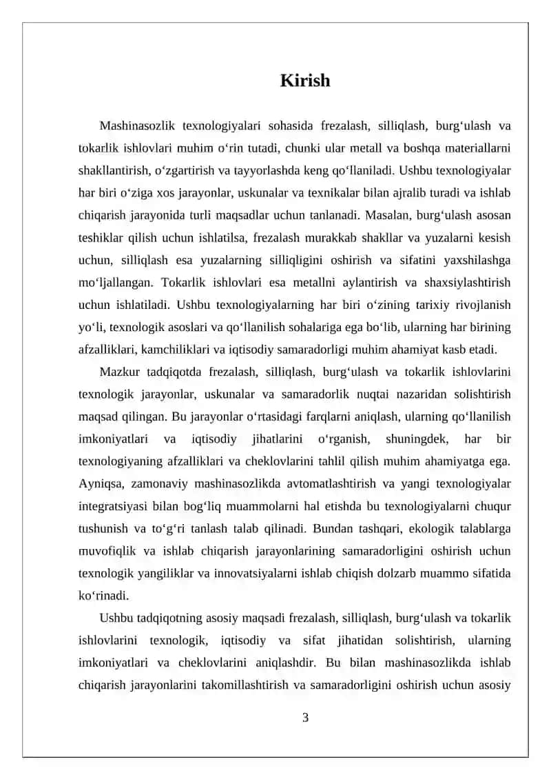 FREZALASH SILLIQLASH BURG`ULASH VA TOKARLIK ISHLOVLARINI SOLISHTIRISH 3
