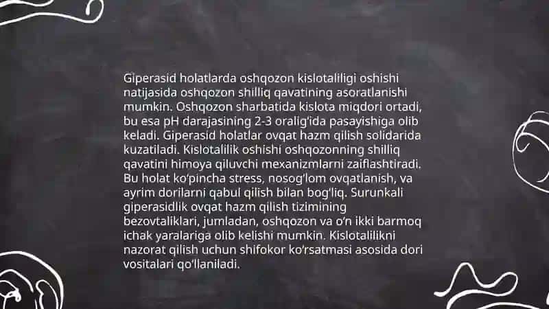 Giperasid holatlarda va oshqozon-ichak yara kasalliklarida antosid preparatlarini qoʻllashning biokimyoviy asoslari 3