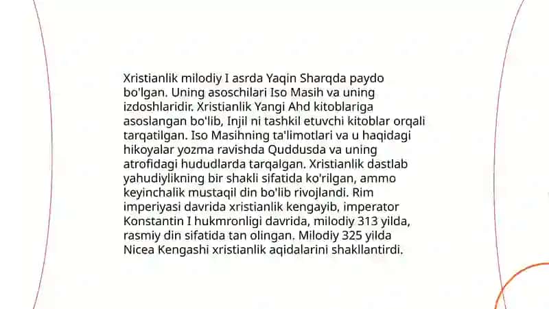 Xristianlikning paydo bo‘lishi, aqidalari, asosiy yo‘nalishlari, taʼlimotlari va manbalari 3