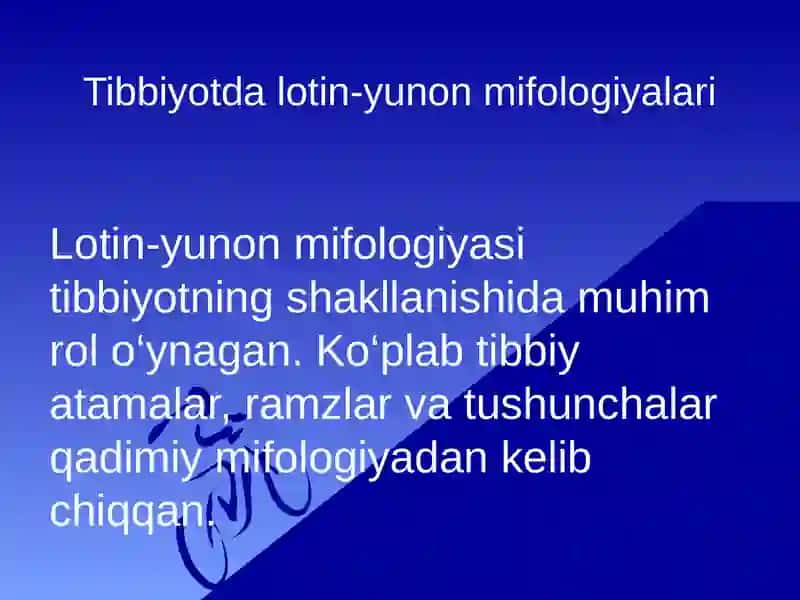 Tibbiyotda lotin - yunon mifologiyalari Yunon-lotin epigrammalarida tibbiyot va salomatlik 3