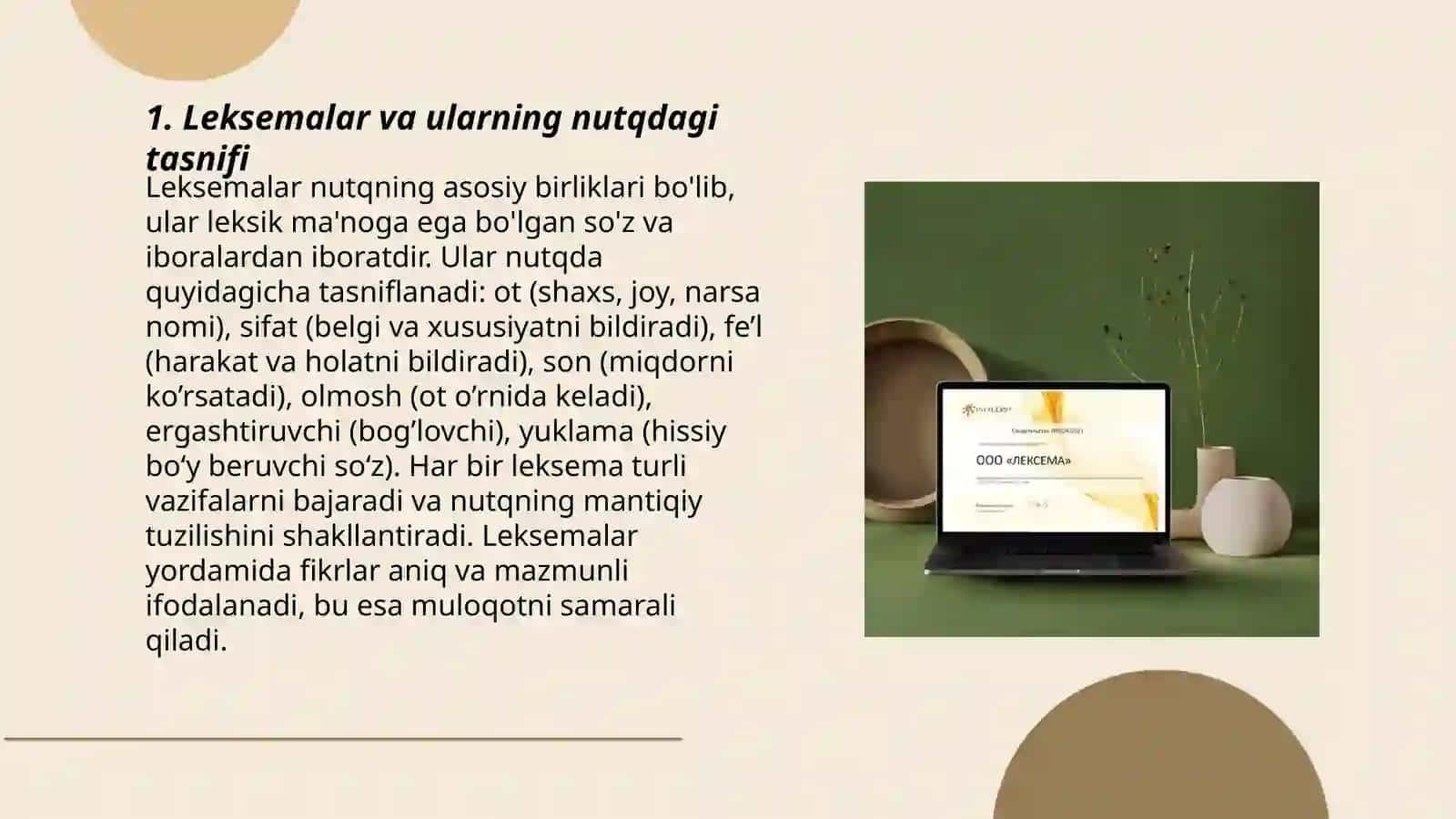 Leksemalarning nutq koʻrinishlariga xoslanishi 3