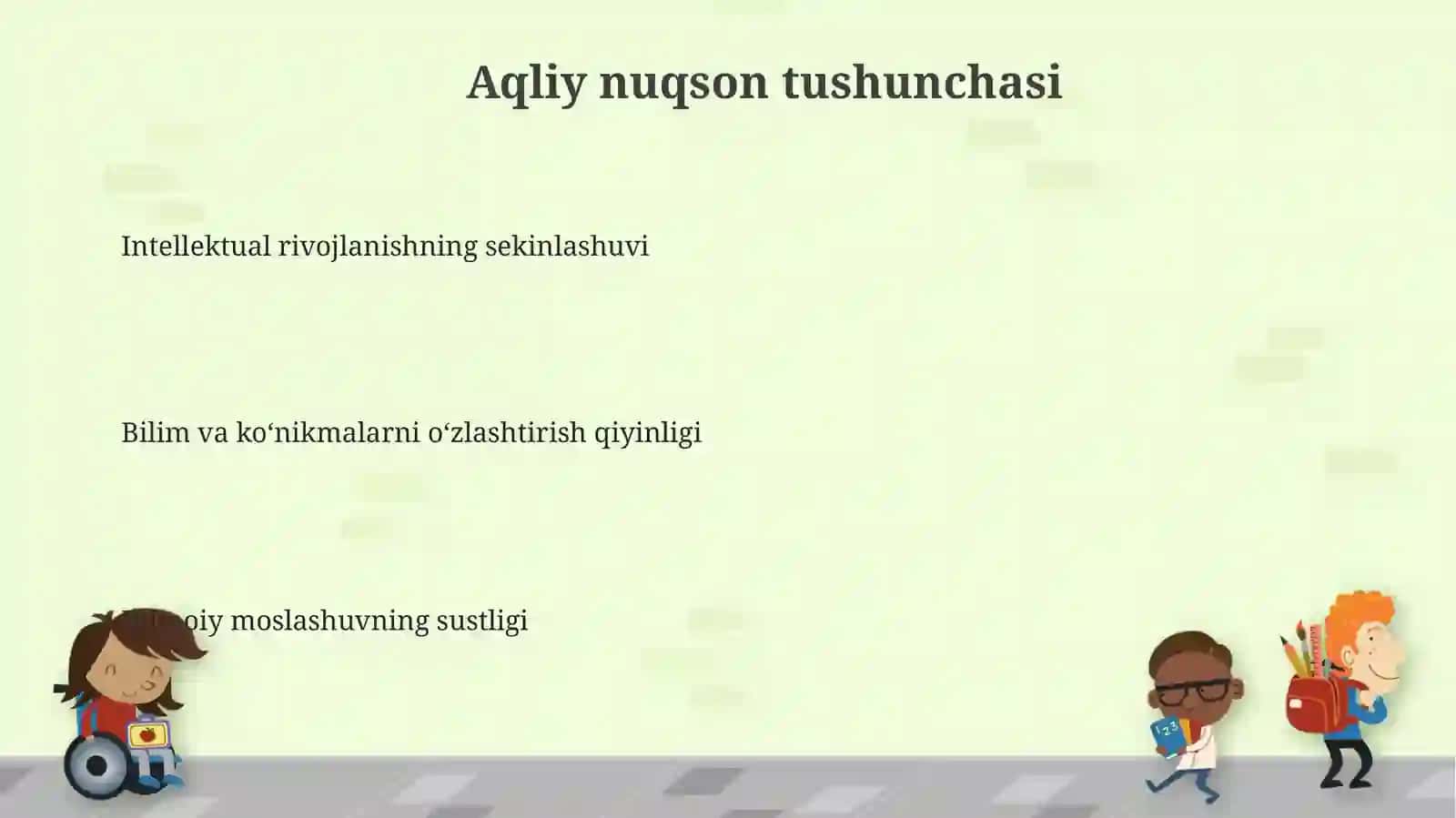 Aqliynuqsoni boʻlgan bolalar bilan ishlash usullari 3