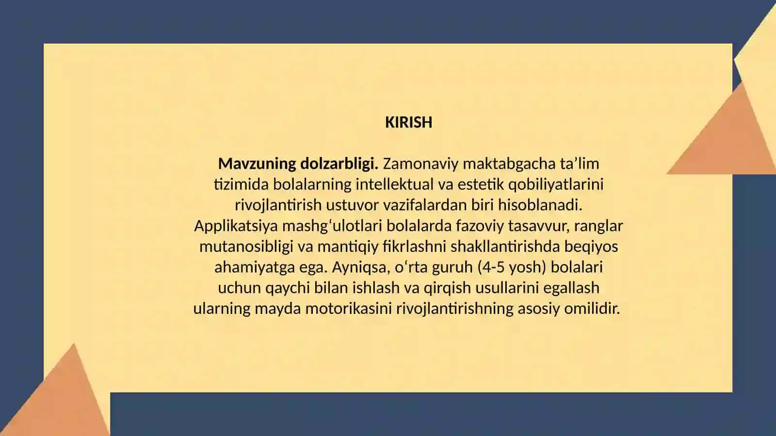 Applikatsiyada qirqishning har xil usullarini bajarish (o'rtaguruhlarda) 3