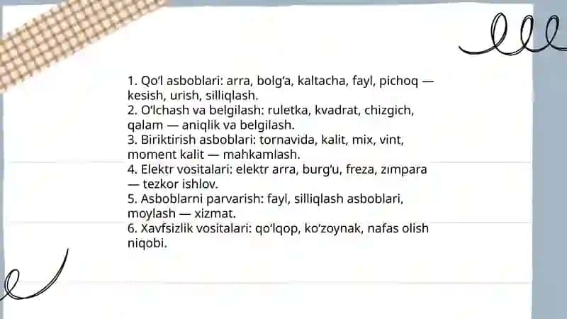 Duradgorlik va chilangarlik ish asboblari 3