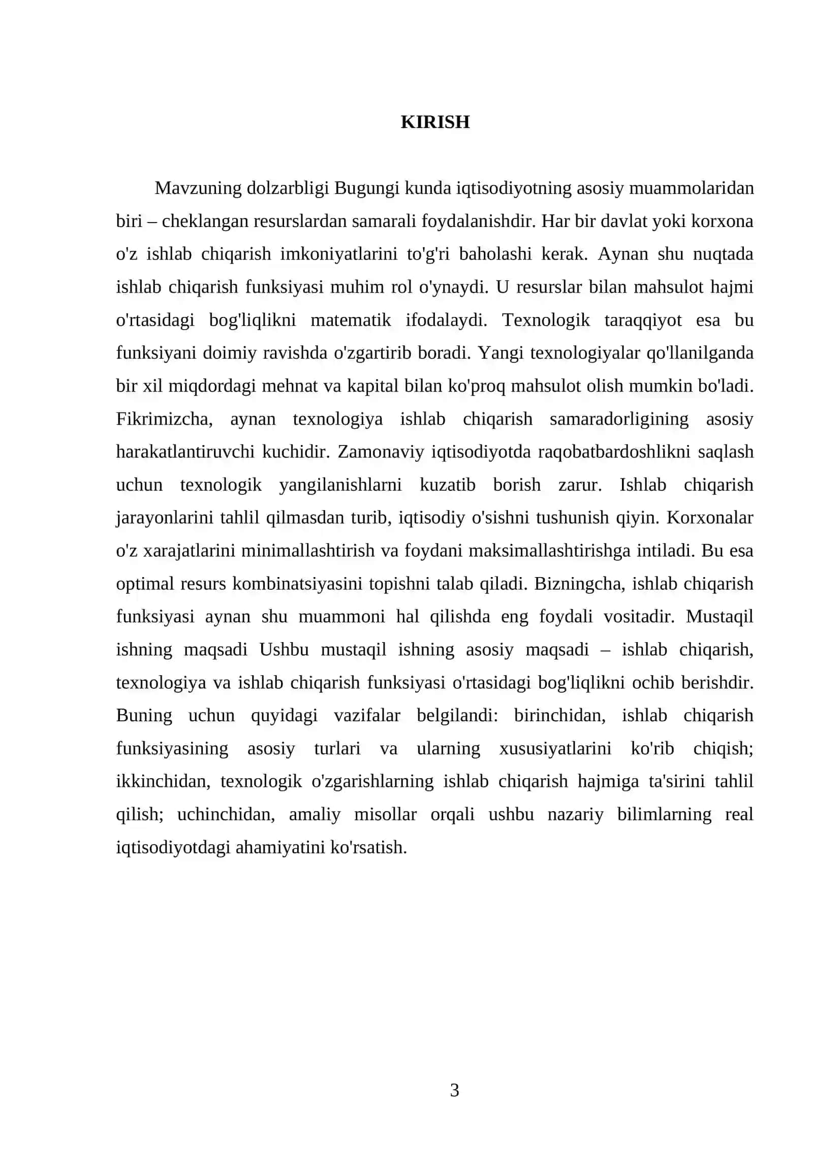 Ishlab chiqarish, texnologiya va ishlab chiqarish funksiyasi 3