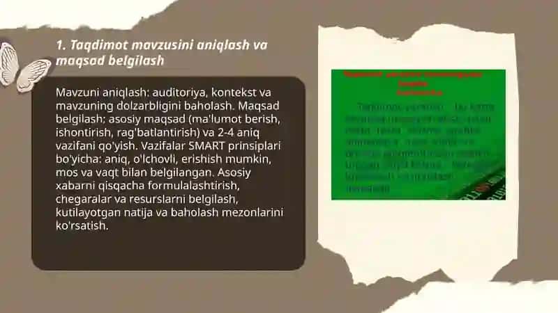 Taqdimot tayyorlash va taqdim etish usul va vositalari 3