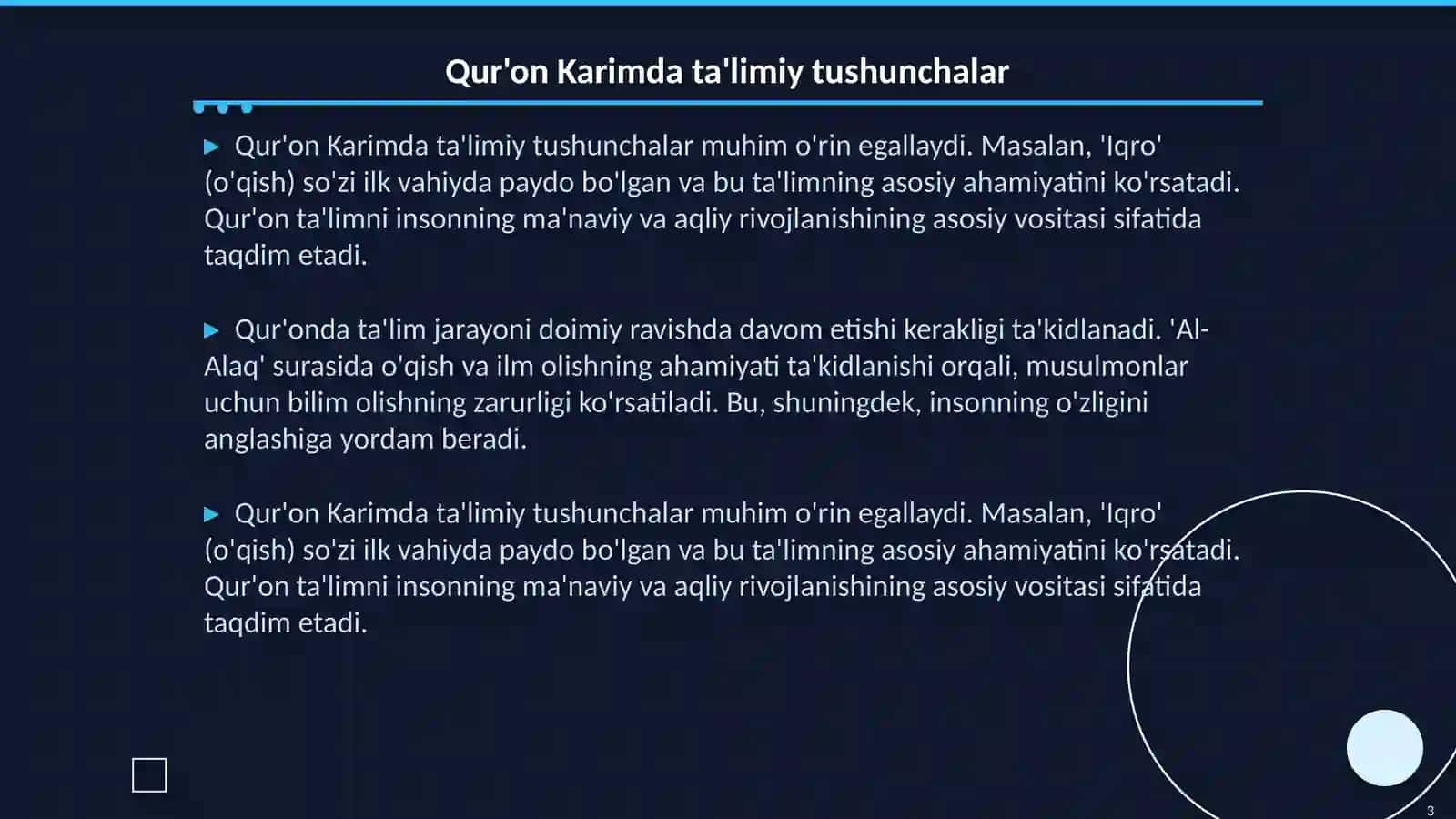 Qur'on Karim va Hadislarda ta'limiy tarbiyaviy qarashlar 3