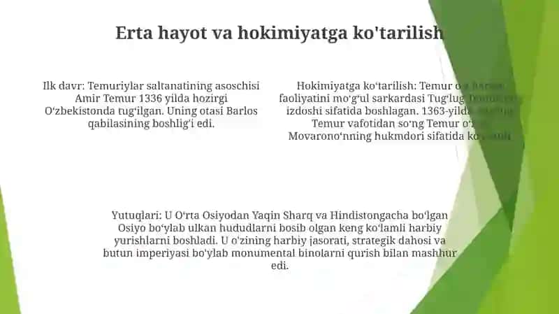 Amir Temur - Buyuk Davlat Arbobi Va Sarkarda Yuldasheva 3