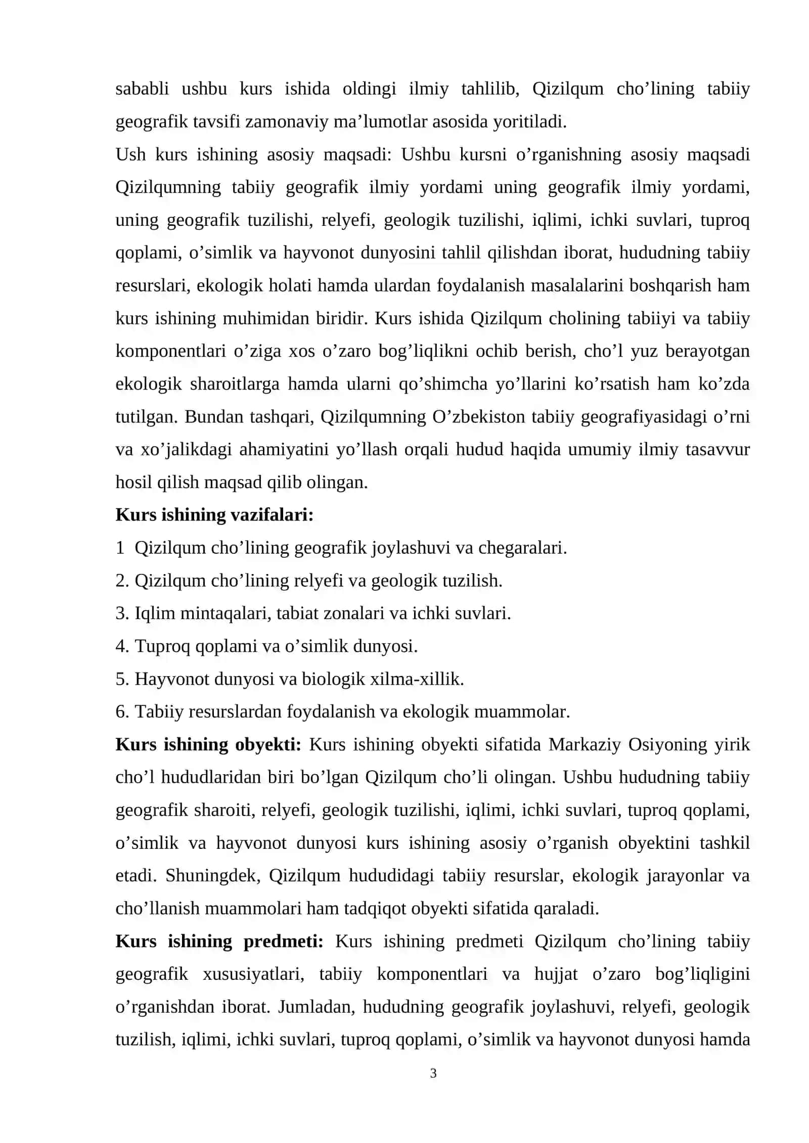 Qizilqum cho’lining tabiiy geografik xususiyatlari 3