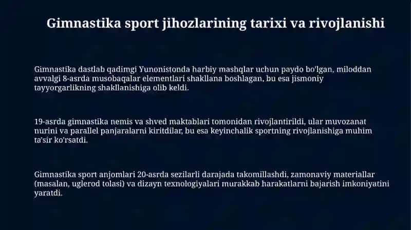 Gimnastika sport turlari jihozlari hamda buyumlari 3