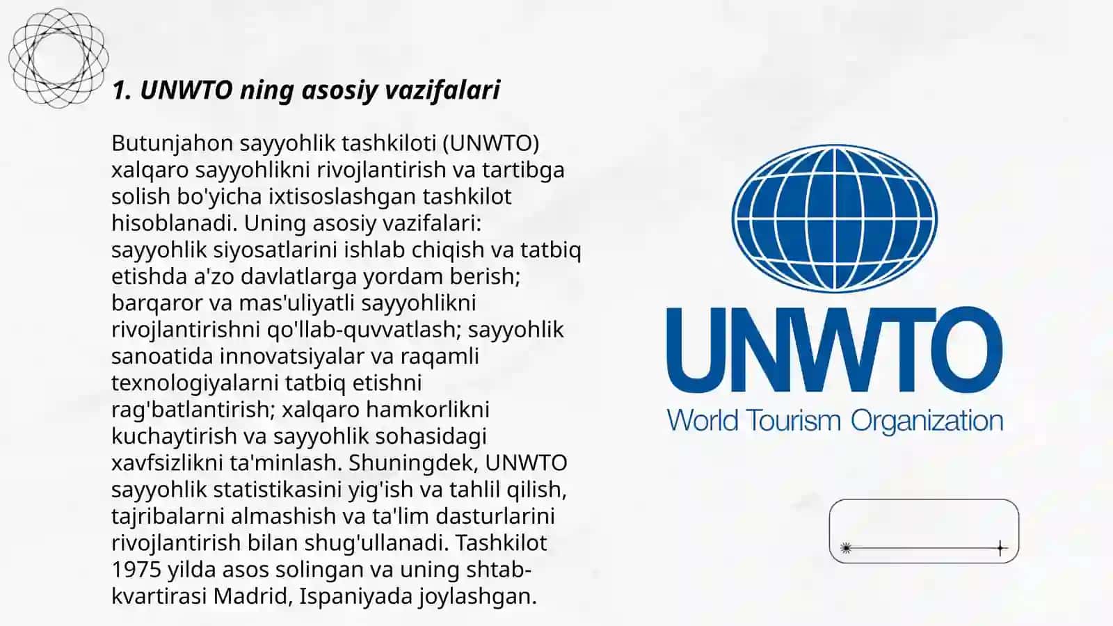 UNWTO Ning faoliyati va uning barometri tahlili 3