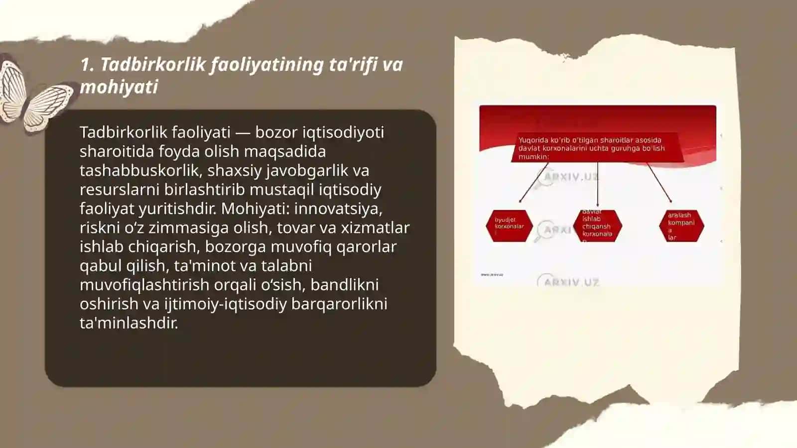 Tadbirkorlik faoliyatining ta'rifi va mohiyati 3