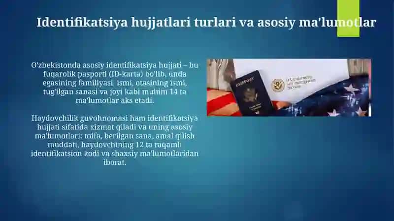 Identifikatsiya hujjatlari turlari va asosiy ma'lumotlar 3
