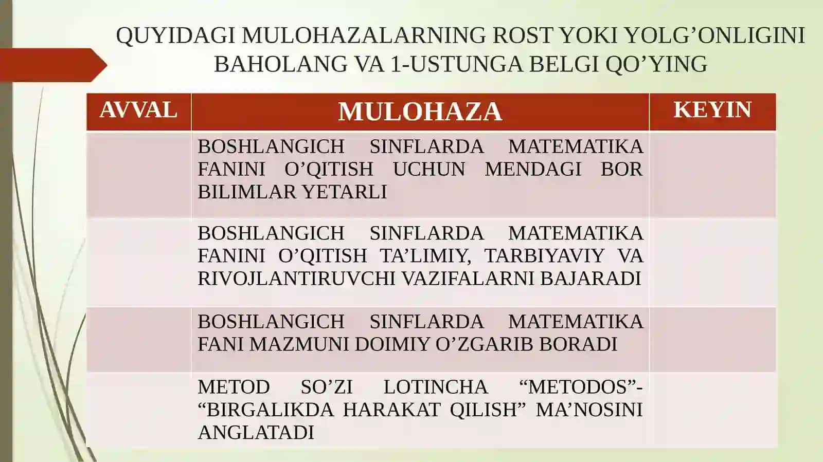 BOSHLANG’ICH SINFLARDA MATEMATIKA O’QITISH METODIKASI FAN SIFATIDA 3