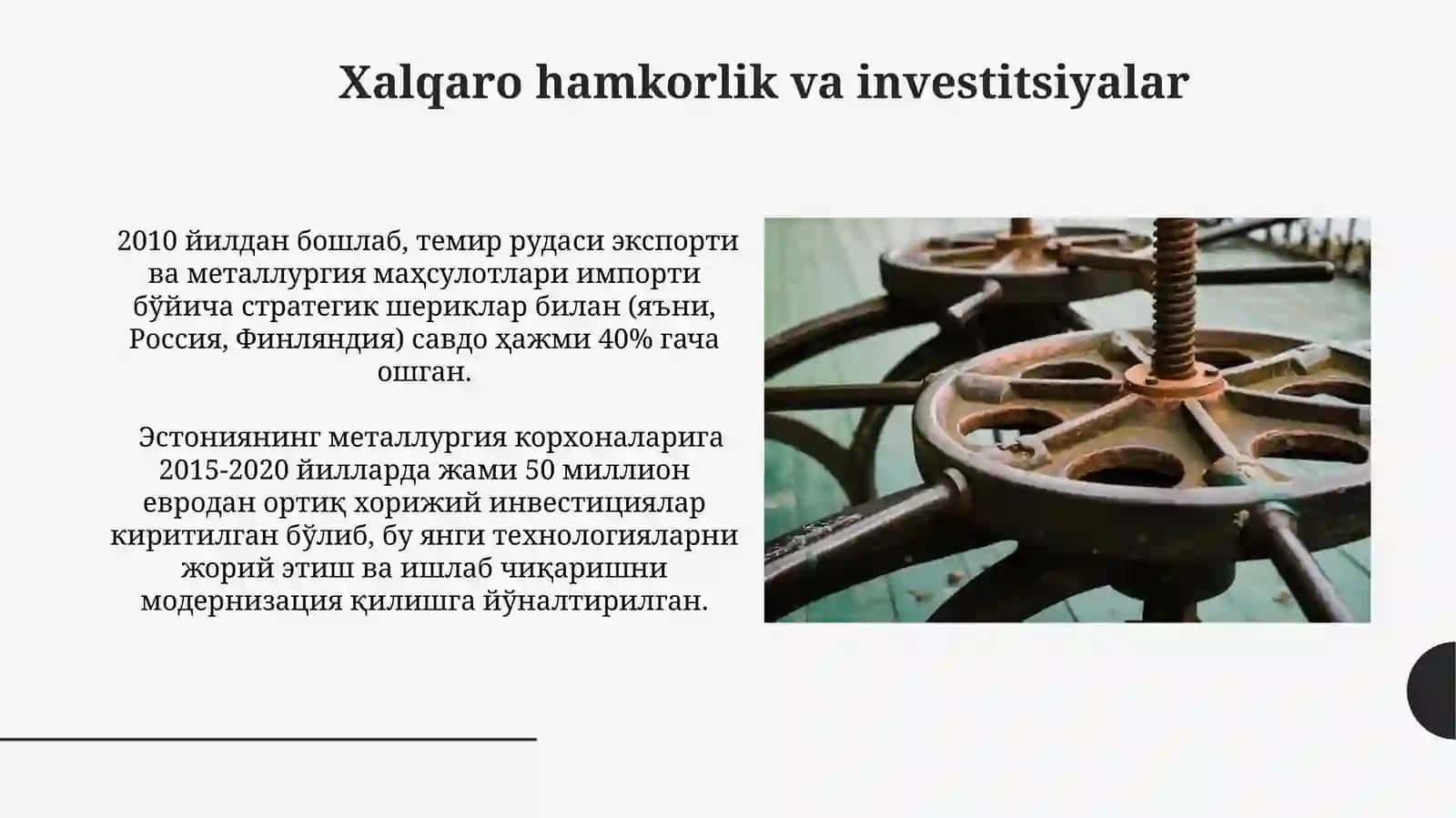 Estoniya Qora metallurgiya sanoati rivojlanishining hududiy jihatlar 3