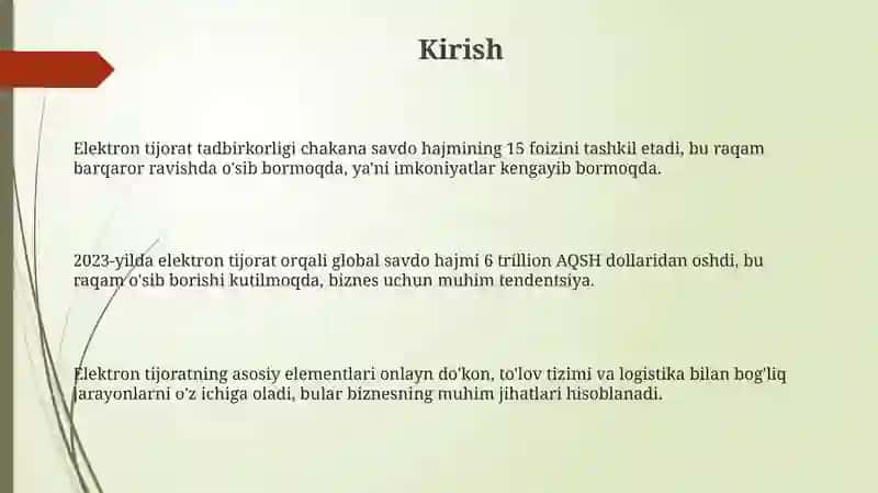 Tadbirkorlik elektron tijorati haqida 3