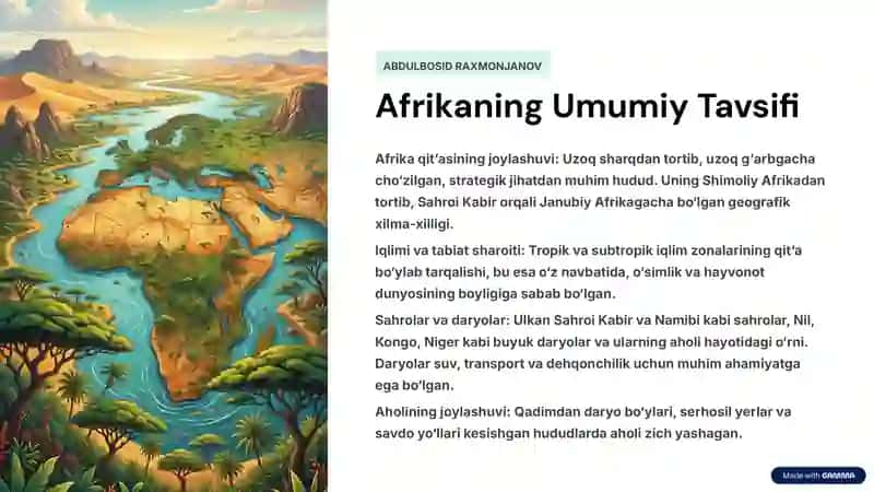 8-sinf Jahon tarixi: Afrika mavzusida tayyor va sifatli slayd 3