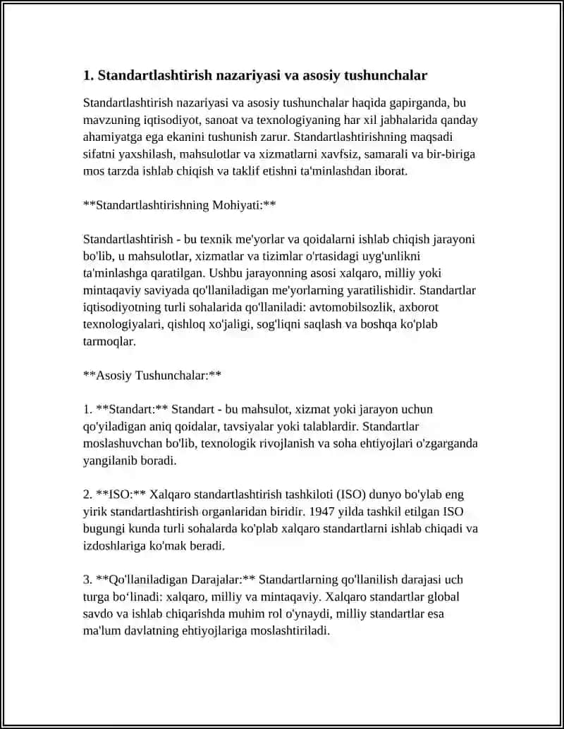 STANDARTLASHTIRISH USULLLARINI OʻRGANISH 3