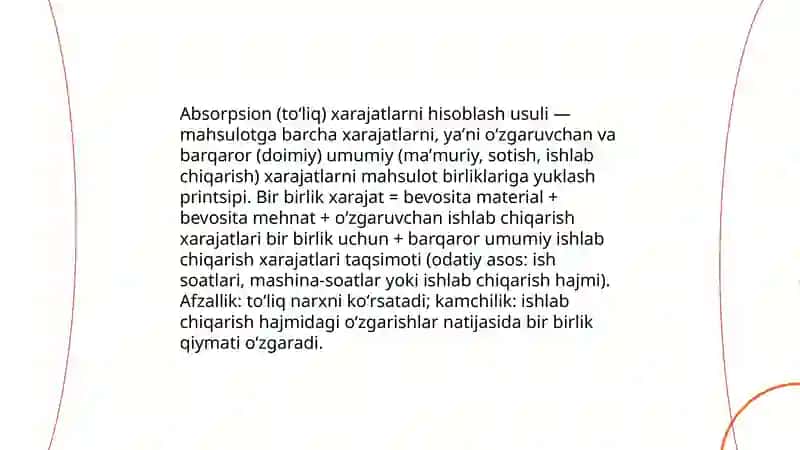 Xarajatlarni hisoblash usullari 3