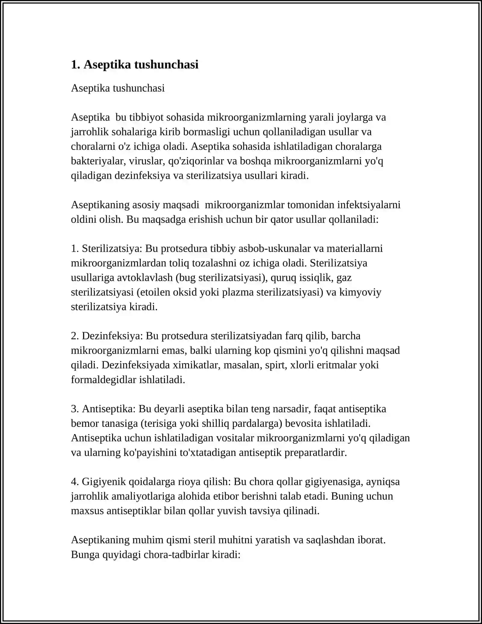 ASEPTIKA VA UNING TURLARI 3