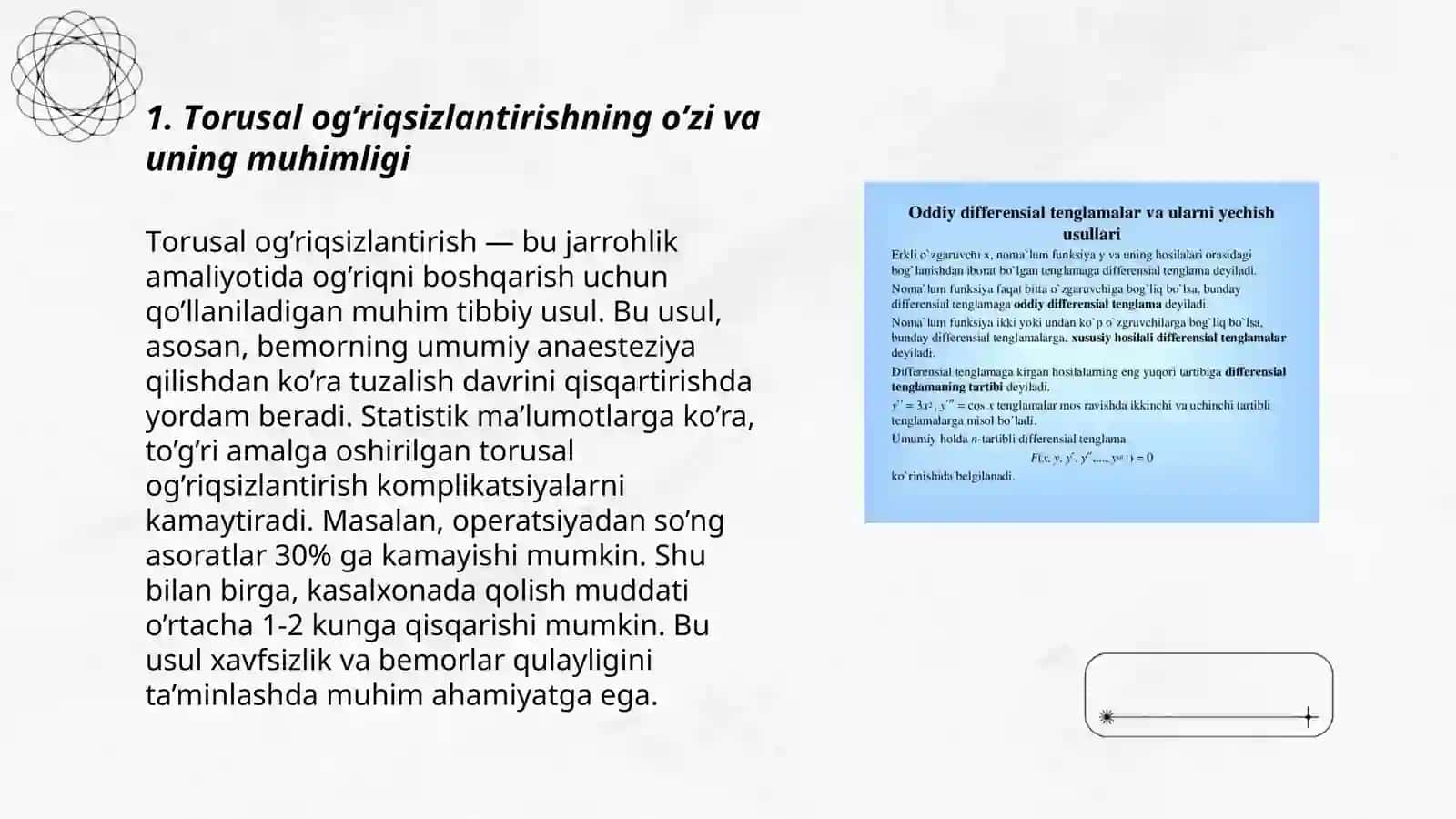 Torusal og'riqsizlantirishning og'iz ichi usuli 3