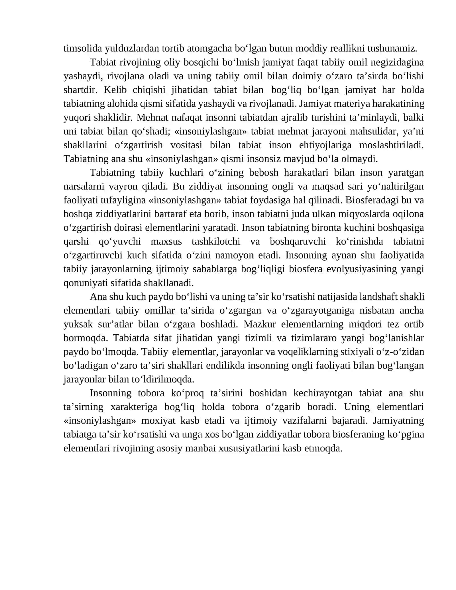 Insonning xo‘jalik faoliyati ta’sirida atrof muhit holati o‘zgarishi va uning oqibatlari 3