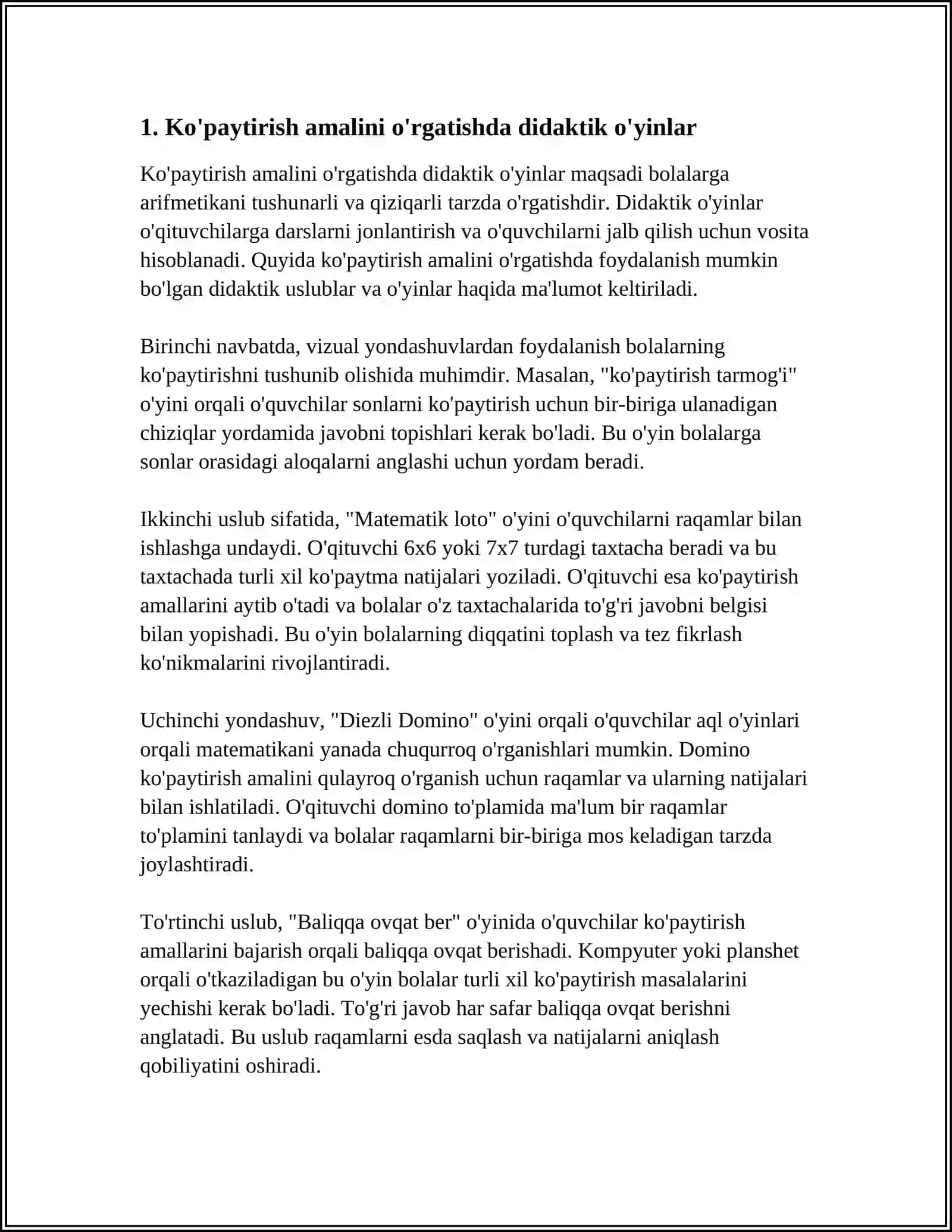 KOʻPAYTIRISH VA BOʻLISH AMALLARINI OʻRGATISH METODIKASI 3