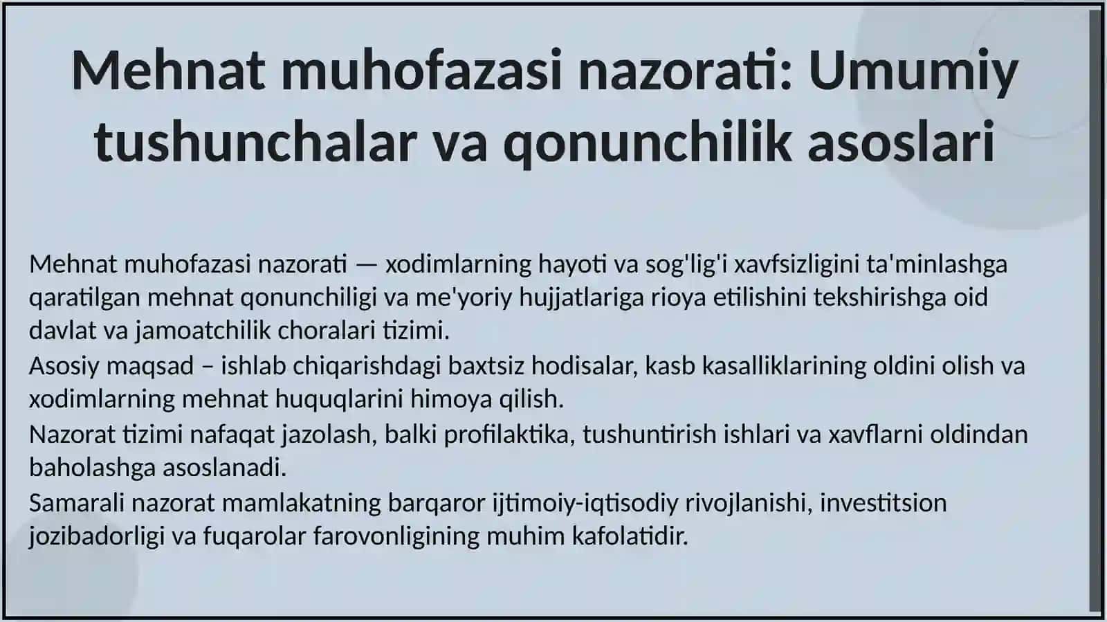 MEHNAT MUHOFAZASI QONUNLARINI NAZORAT QILISH 3