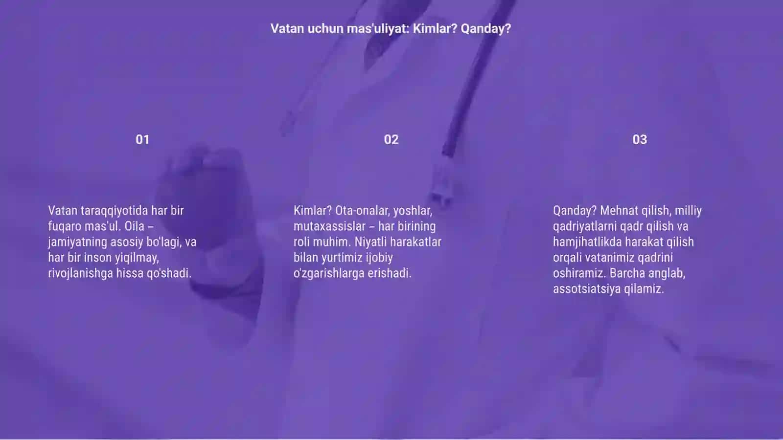 Vatan taraqqiyotiga men ham masʼulman: Oila jamiyatning asosiy boʻgʻini 3