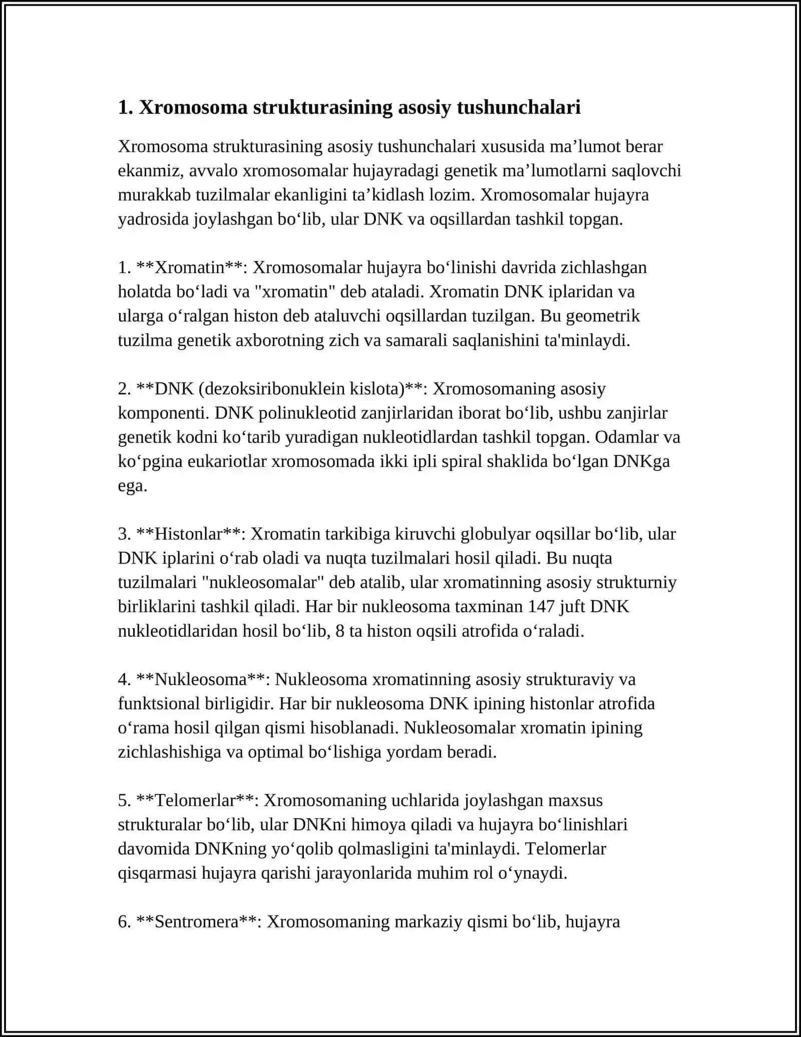 MUSTAQIL ISH Mavzu: IRSIYATNING XROMASOMA NAZARIYASI 3