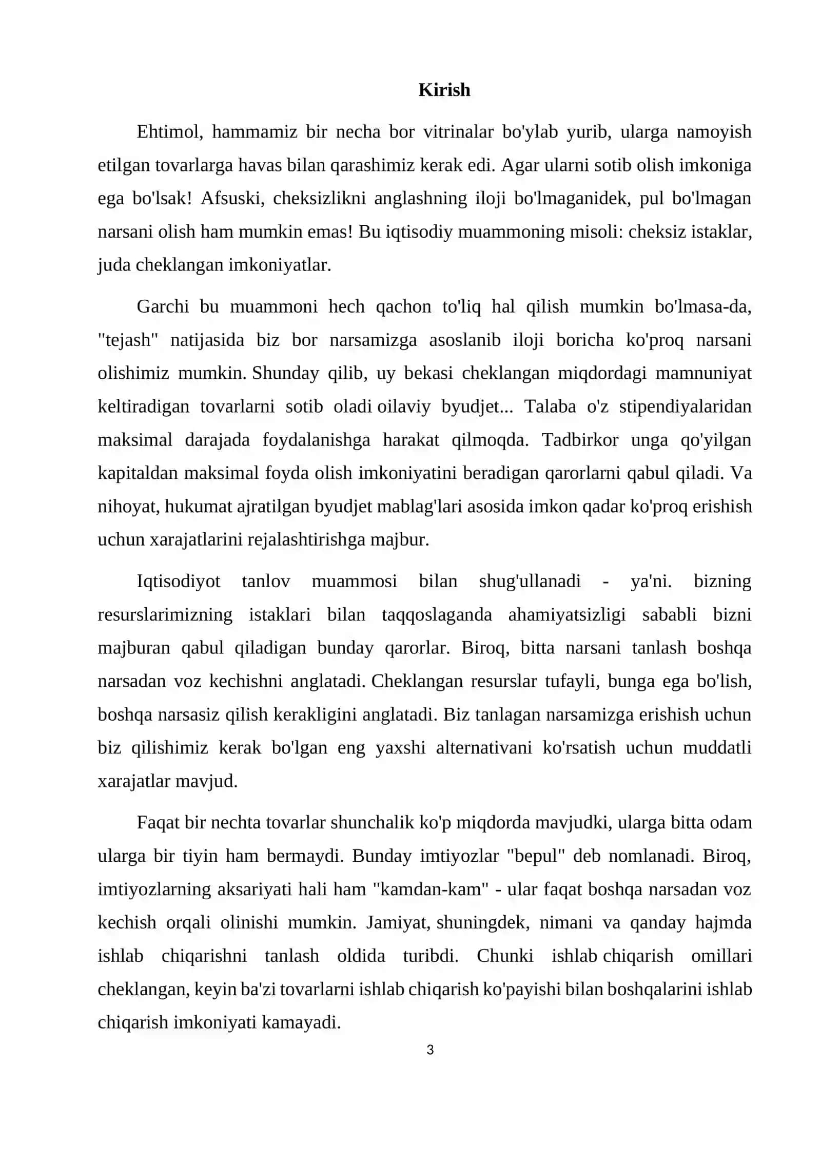 Tarmoqlar iqtisodiyoti Kafedrasi Kurs ishi 3
