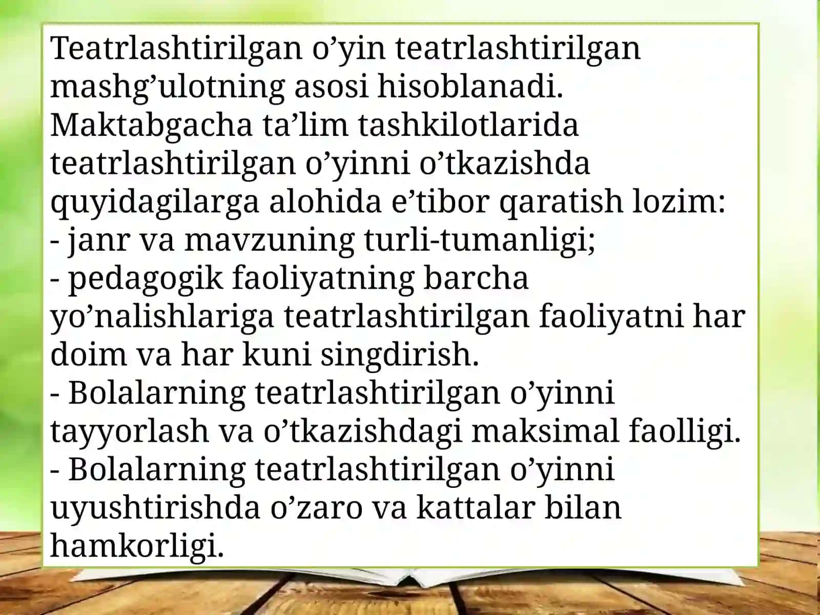 Sahnalashtirish faoliyati jarayonida bolalarda ijodkorlikni rivojlanishining o’ziga xosligi 3