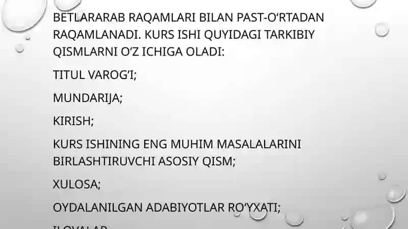 Kurs ishiga qo’yiladigan talablar 3