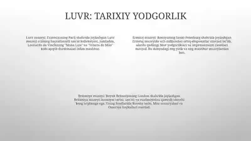 Luvr, Ermitaj Va Britaniya Muzeylari 3
