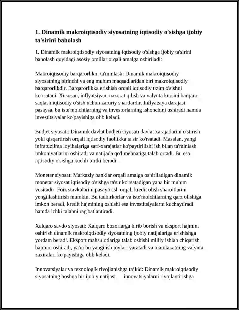 DINAMIK MAKROIQTISODIY SIYOSATINING IJOBIY VA SALBIY OQIBATLARINI BAHOLASH 3