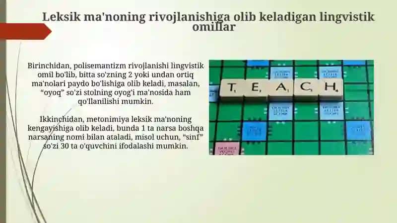Leksik ma’no taraqqiyotiga olib keluvchi lisoniy va nolisoniy omillar 3